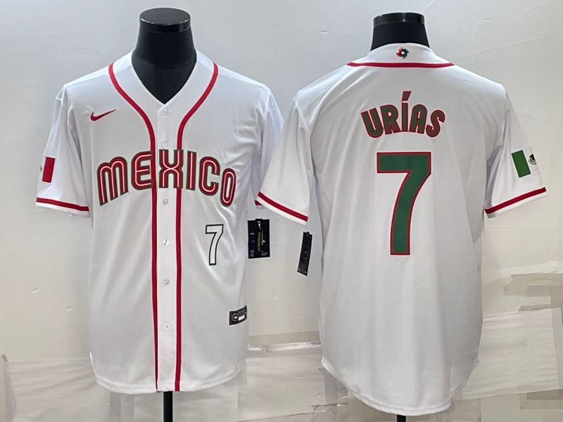 Men 2023 World Cub Mexico #7 Urias White Nike MLB Jersey5